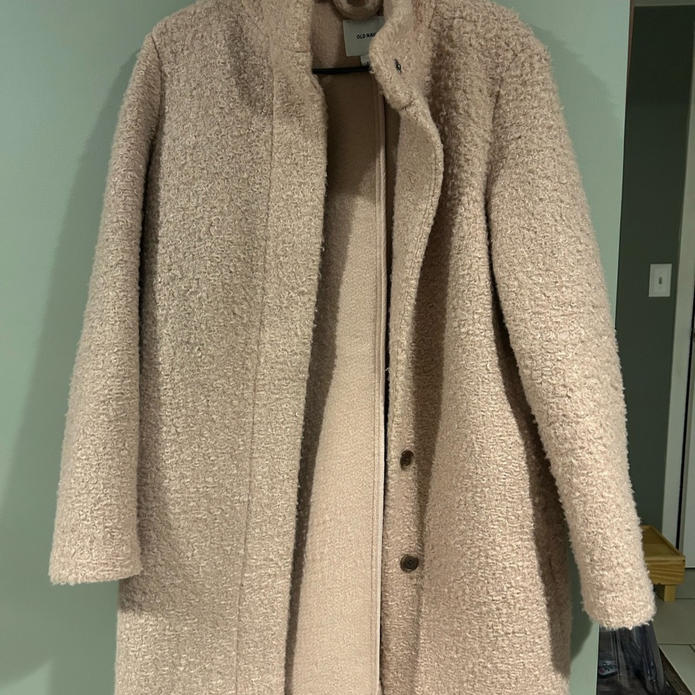 Old Navy Cream Teddy Jacket Plush Cozy Design